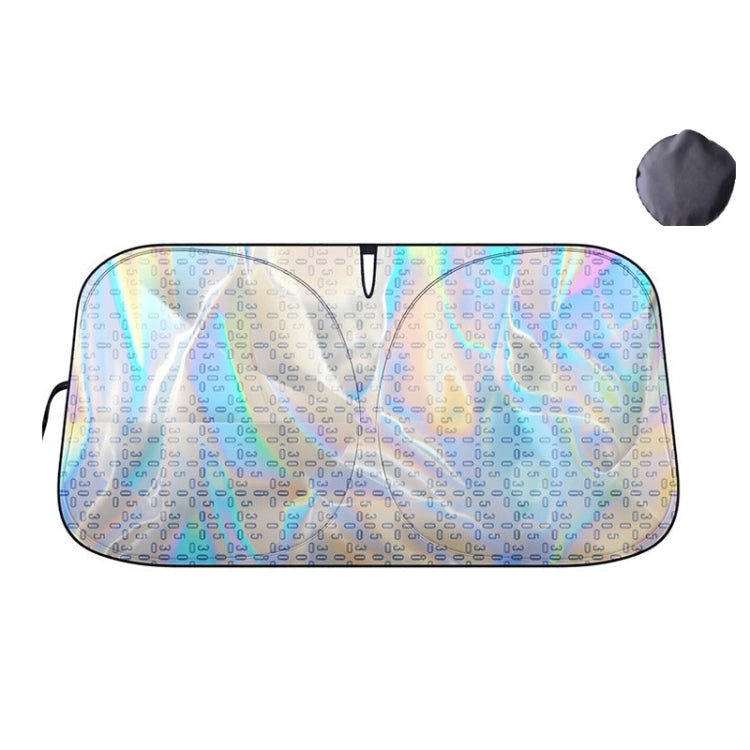 145x80cm Car Front Windshield Sun Protection Laser Sunshade Blinds, Double Circle Sun Visor