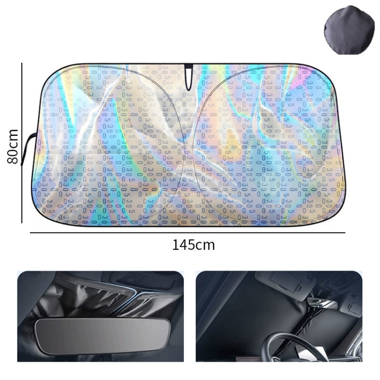 145x80cm Car Front Windshield Sun Protection Laser Sunshade Blinds, Double Circle Sun Visor