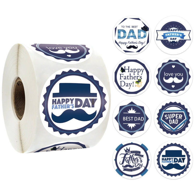 1.5 Inch  500pcs /Roll Happy Fathers Day Stickers For Box And Gifts Wrapping Decoration, Style One, Style Two, Style Three