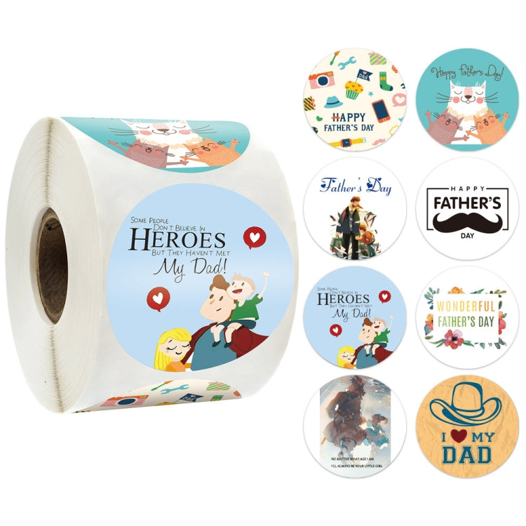 1.5 Inch  500pcs /Roll Happy Fathers Day Stickers For Box And Gifts Wrapping Decoration, Style One, Style Two, Style Three