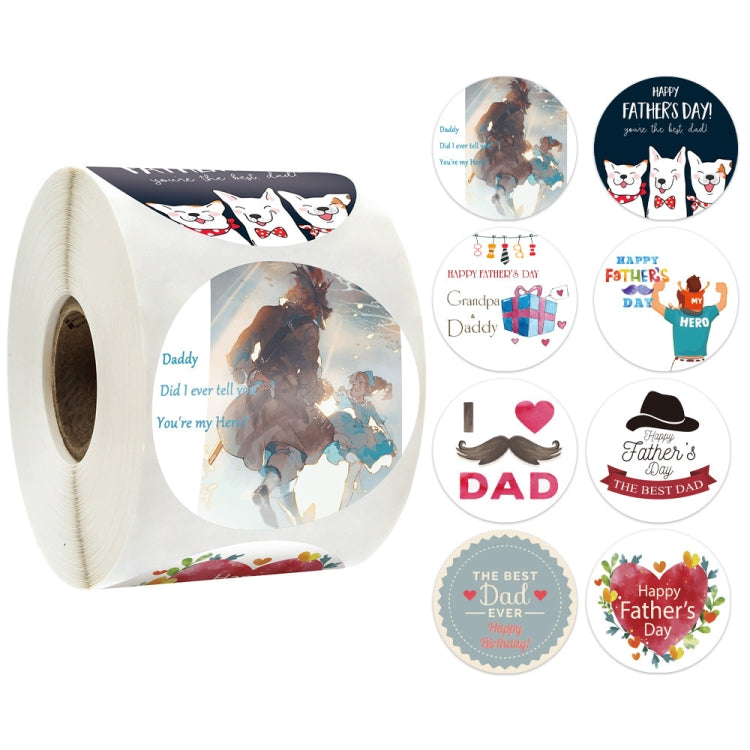1.5 Inch  500pcs /Roll Happy Fathers Day Stickers For Box And Gifts Wrapping Decoration, Style One, Style Two, Style Three