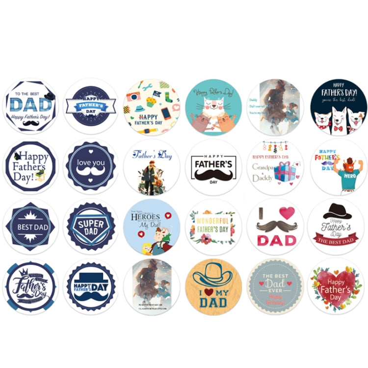 1.5 Inch  500pcs /Roll Happy Fathers Day Stickers For Box And Gifts Wrapping Decoration, Style One, Style Two, Style Three