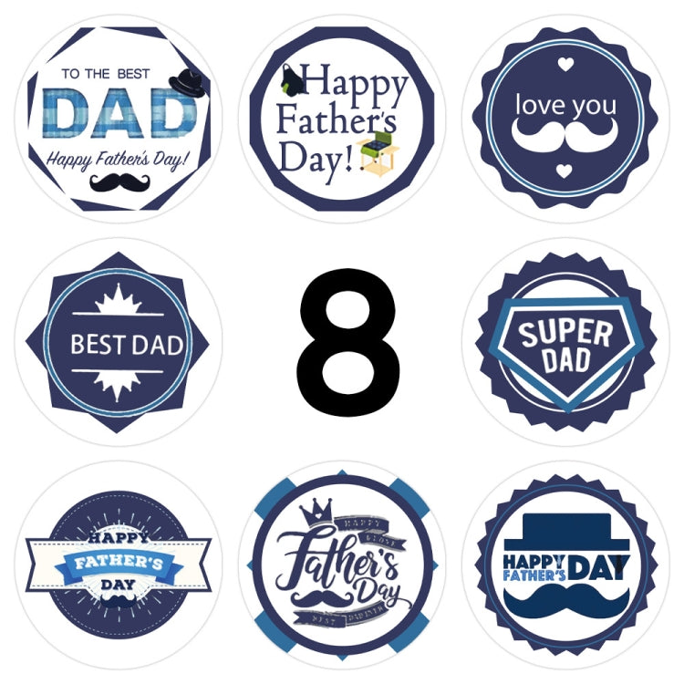 1.5 Inch  500pcs /Roll Happy Fathers Day Stickers For Box And Gifts Wrapping Decoration, Style One, Style Two, Style Three
