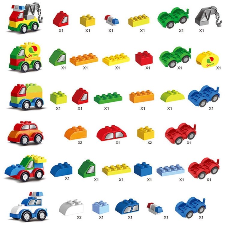 Children Large Particle Engineering Car Educational Assembly Building Block Toys, Fire Truck, Digging Car, Monster Police Car, Fighting Truck, Forklift, Oil Tank, Truck, Crane, Racing Car, Police Car, Sedan