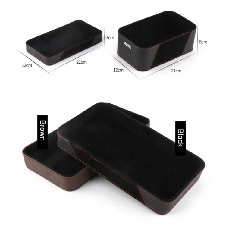 Car Multifunctional Dashboard Armrest Box Water Cup Storage Box, Large Brown, Small Black