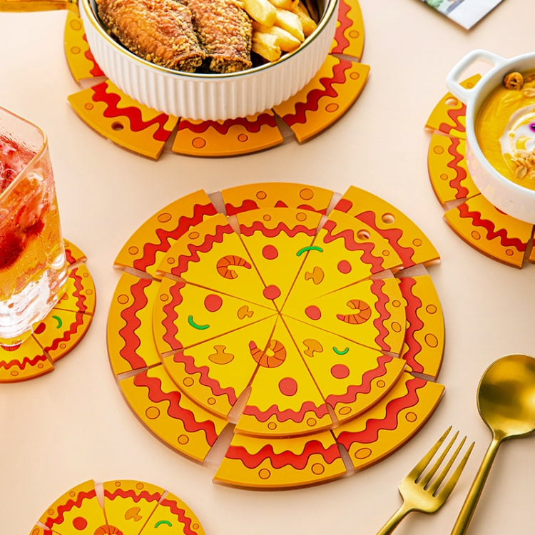 Silicone Insulated Table Placemat Pizza Shaped Bowl Mat PVC Coasters, Small, Medium, Large