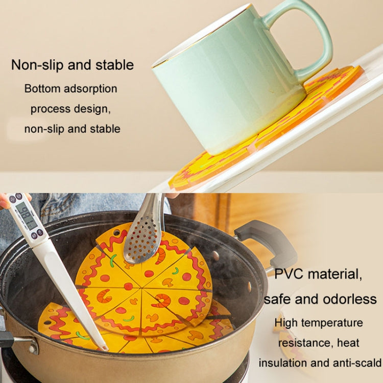 Silicone Insulated Table Placemat Pizza Shaped Bowl Mat PVC Coasters, Small, Medium, Large