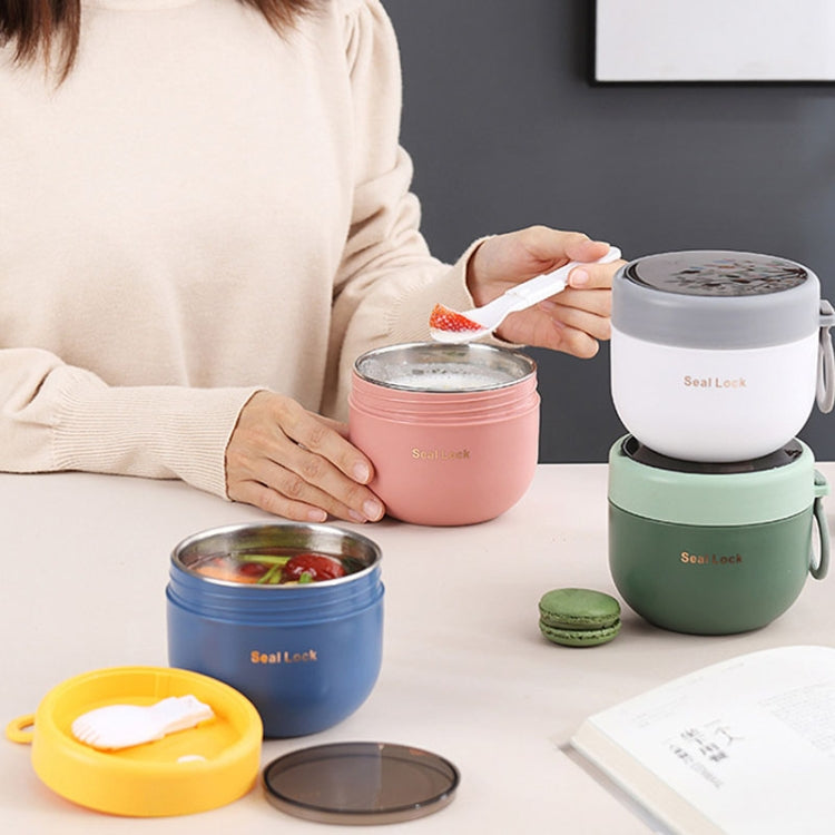 304 Stainless Steel Insulated Soup Bowl Oatmeal Breakfast Cup Portable Lunch Box, 600ml Blue, 600ml White, 800ml White