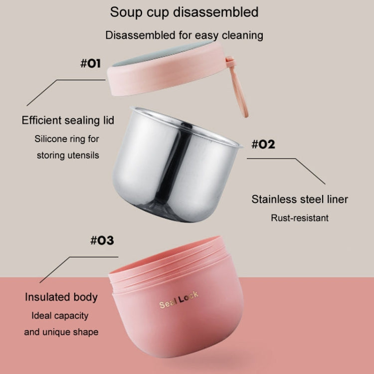 304 Stainless Steel Insulated Soup Bowl Oatmeal Breakfast Cup Portable Lunch Box, 600ml Blue, 600ml White, 800ml White
