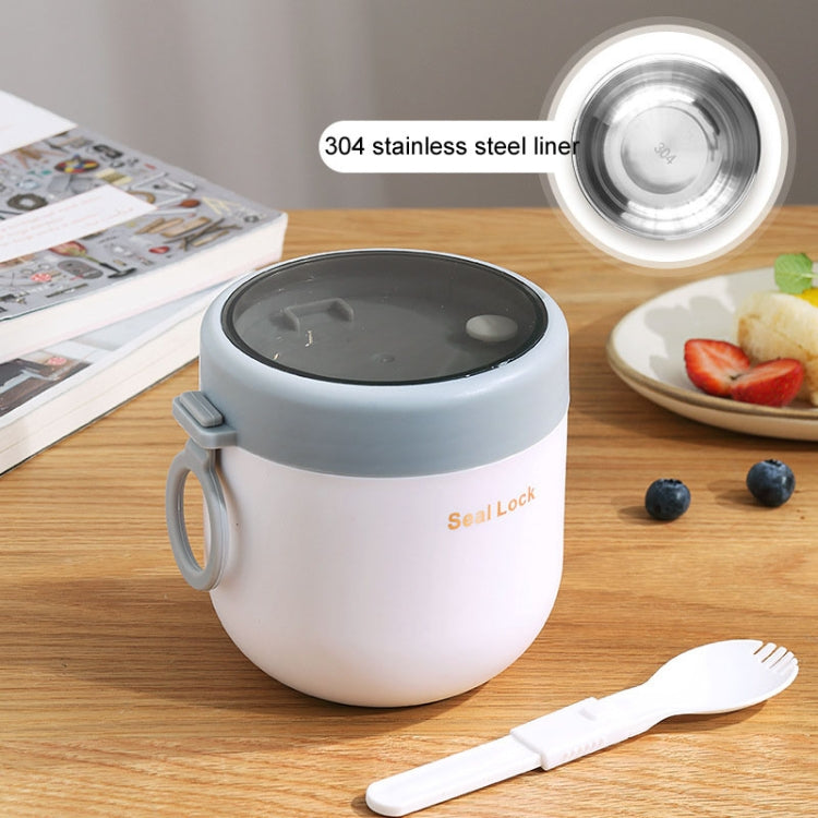 304 Stainless Steel Insulated Soup Bowl Oatmeal Breakfast Cup Portable Lunch Box, 600ml Blue, 600ml White, 800ml White