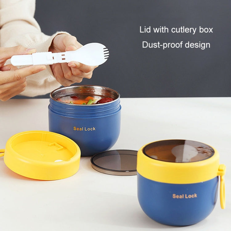 304 Stainless Steel Insulated Soup Bowl Oatmeal Breakfast Cup Portable Lunch Box, 600ml Blue, 600ml White, 800ml White