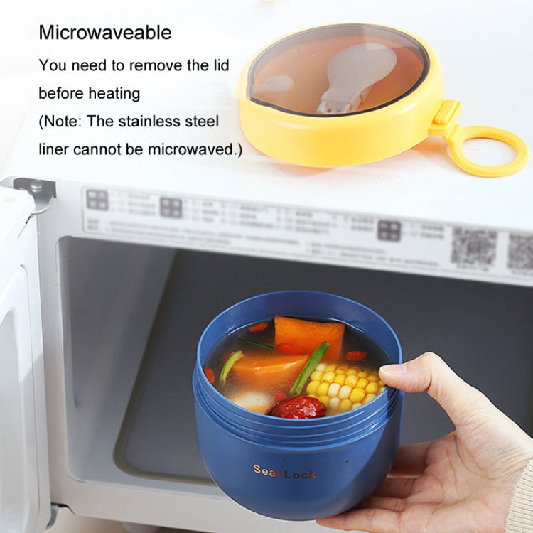 304 Stainless Steel Insulated Soup Bowl Oatmeal Breakfast Cup Portable Lunch Box, 600ml Blue, 600ml White, 800ml White
