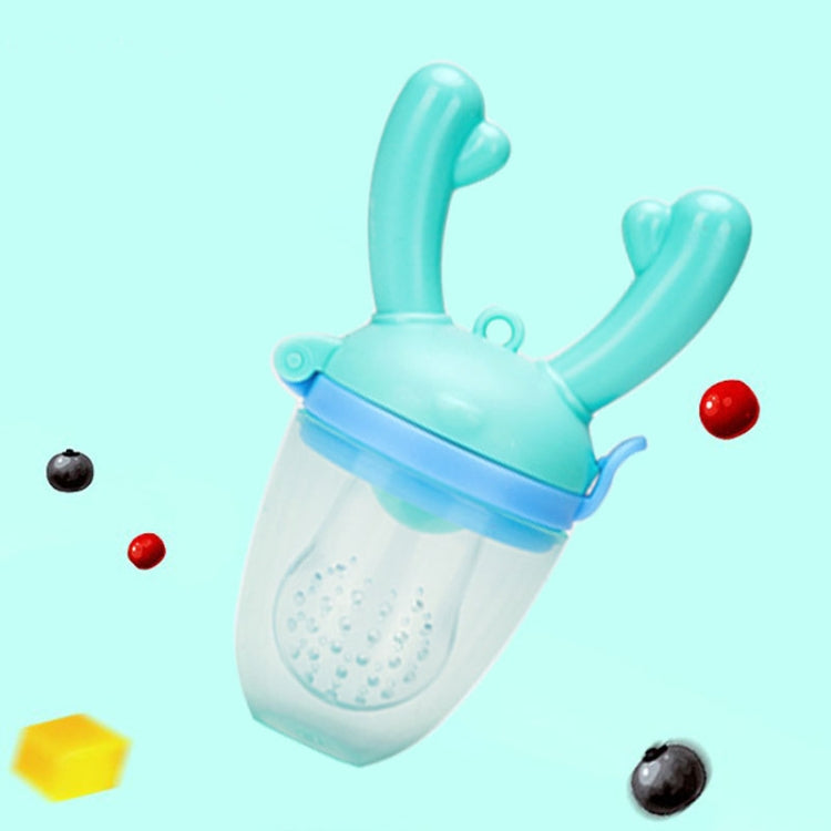 Baby Pacifier Fruit Vegetable Auxiliary Feeder Cute Deer Fruit Bite Pouch Teething Stick, Blue, Pink, Purple, With Box Purple, With Box Pink, With Box Blue