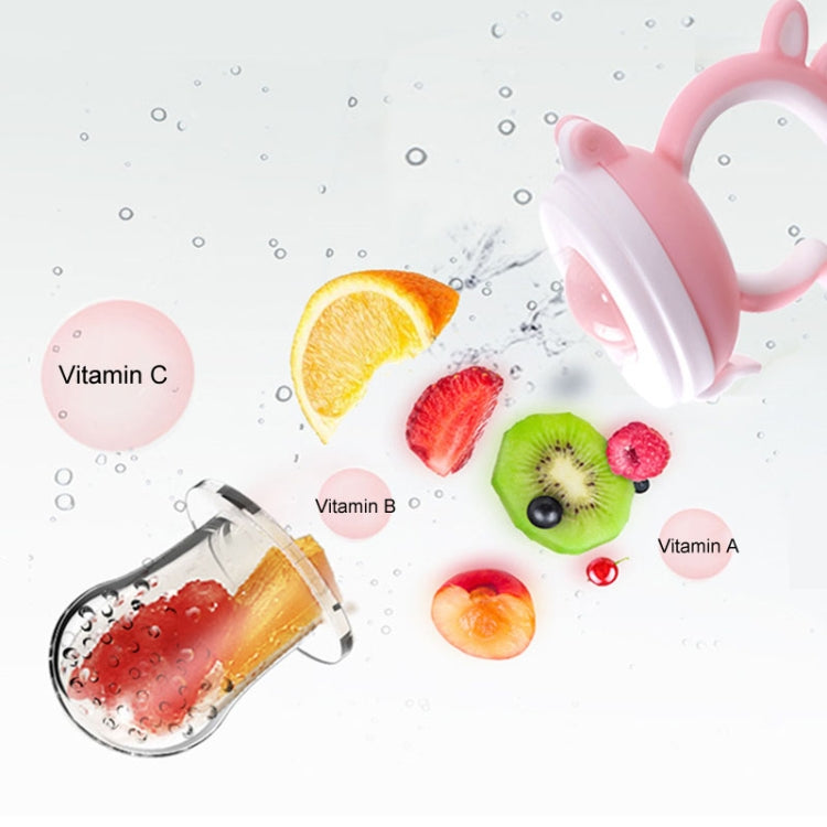 Baby Pacifier Fruit Vegetable Auxiliary Feeder Cute Deer Fruit Bite Pouch Teething Stick, Blue, Pink, Purple, With Box Purple, With Box Pink, With Box Blue