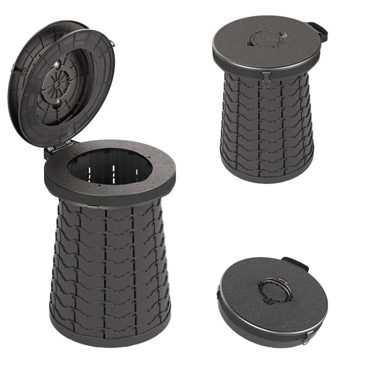 Car Outdoor Multifunctional Retractable Thickened Folding Stool Portable Toilet, 50cm(Black)