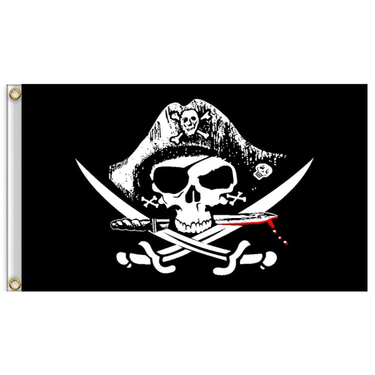 60x90cm Bar Haunted House Pirate Skeleton Flag Halloween Hanging Cloth, Hat Knife And Fork, Bald Eye Mask, Red Headscarf, Bald Knife And Fork