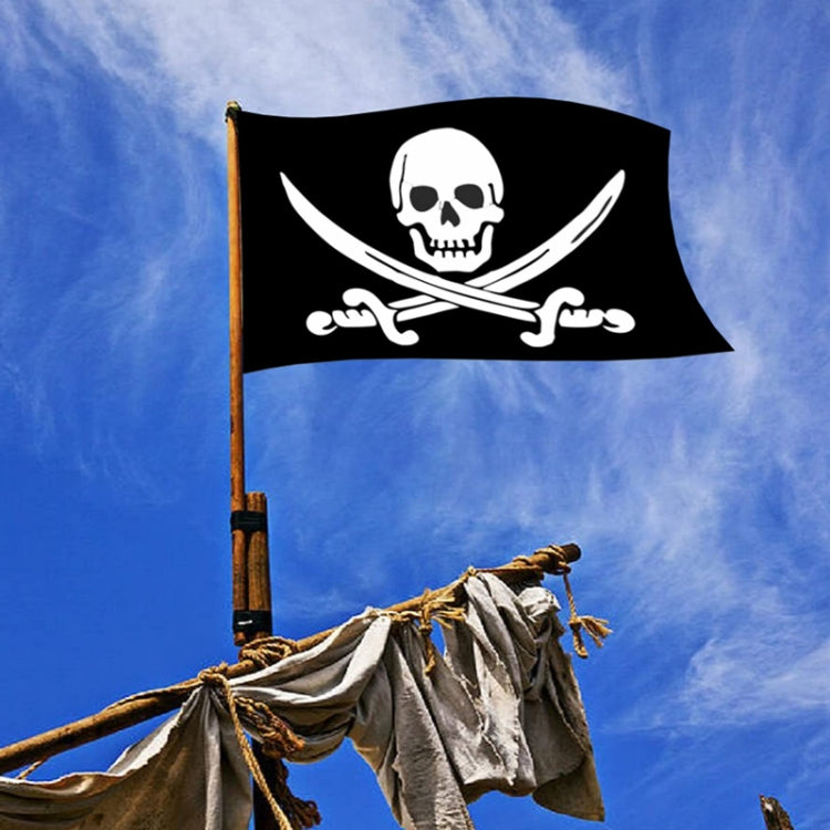 60x90cm Bar Haunted House Pirate Skeleton Flag Halloween Hanging Cloth, Hat Knife And Fork, Bald Eye Mask, Red Headscarf, Bald Knife And Fork