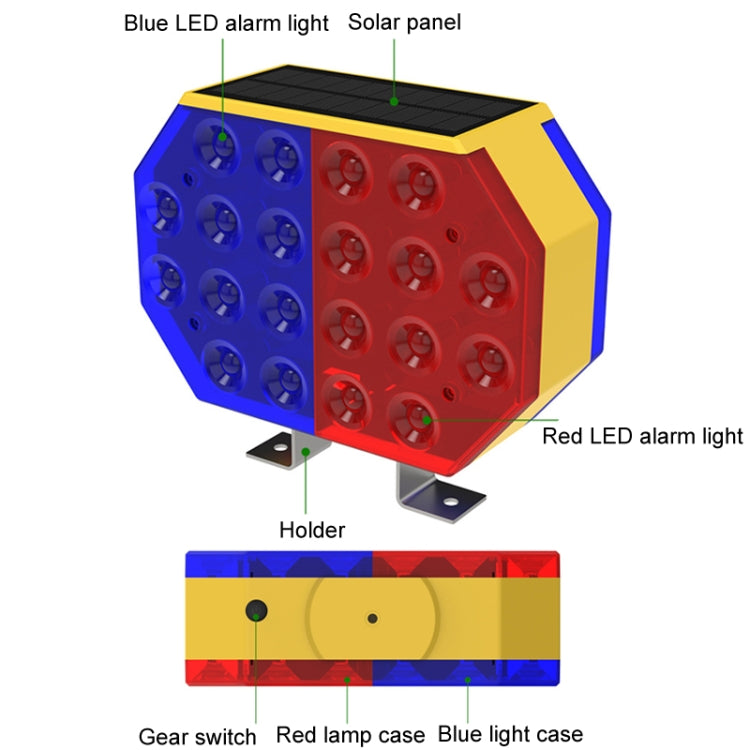 Solar Powered Double Sided LED Barricade Light Traffic Signal Red And Blue Strobe Road Warning Lights, C1A