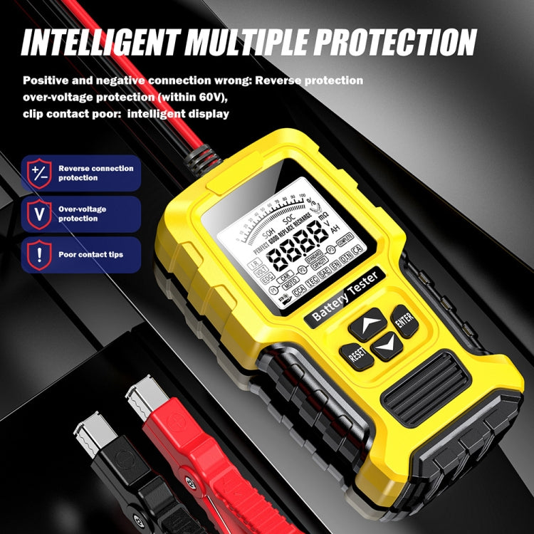 FOXSUR 12V/24V Automotive Lead-acid Battery Internal Resistance Rapid Analyzer, Yellow