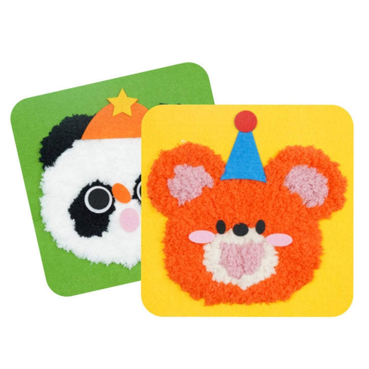 Montessori DIY Embroidery Board Kindergarten Children Cartoon Wool Stitching Material Kit, Panda, Bear, Doughnut, Birthday Cake, Apple, Pear, Morning Glory, Sunflower