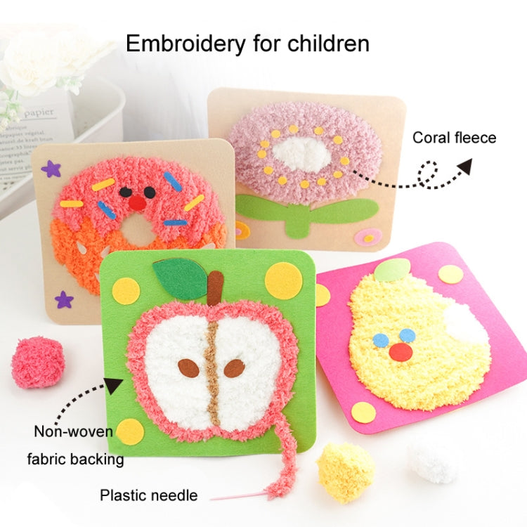 Montessori DIY Embroidery Board Kindergarten Children Cartoon Wool Stitching Material Kit, Panda, Bear, Doughnut, Birthday Cake, Apple, Pear, Morning Glory, Sunflower
