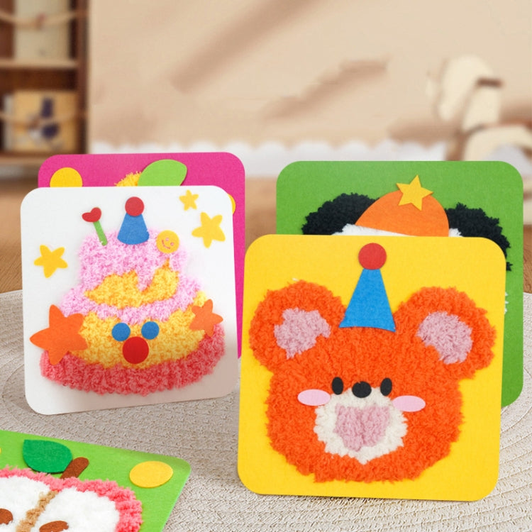 Montessori DIY Embroidery Board Kindergarten Children Cartoon Wool Stitching Material Kit, Panda, Bear, Doughnut, Birthday Cake, Apple, Pear, Morning Glory, Sunflower