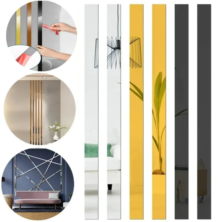 3D Mirror Wall Stickers Beautiful Edge Decorative Strip Living Room TV Background Decorative Self-adhesive Beltline Sewing, 10pcs 1x90cm, 10pcs 1.5x100cm, 10pcs 2x100cm, 3x100cm, 5x100cm, 8x100cm, 10x100cm