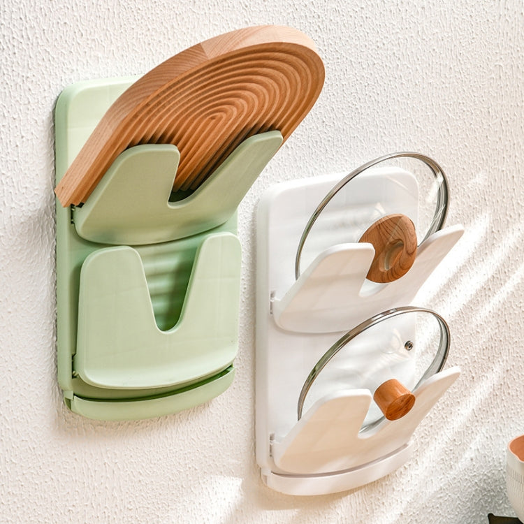Wall Mounted Pot Lid Holder Kitchen Double Layer Multifunctional Folding Rack