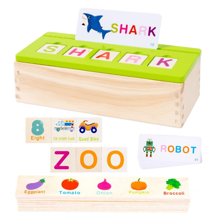 English Words Numbers Fruit Cognition Enlightenment Puzzle Wooden Toys Early Learning Matching Box, English Words Numbers Fruit
