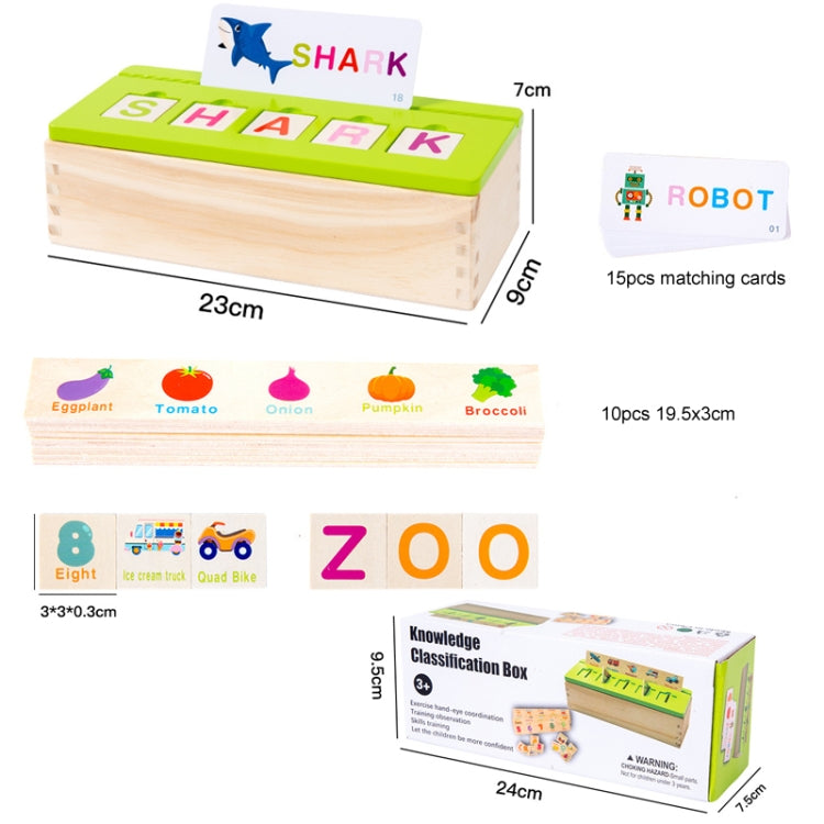 English Words Numbers Fruit Cognition Enlightenment Puzzle Wooden Toys Early Learning Matching Box, English Words Numbers Fruit