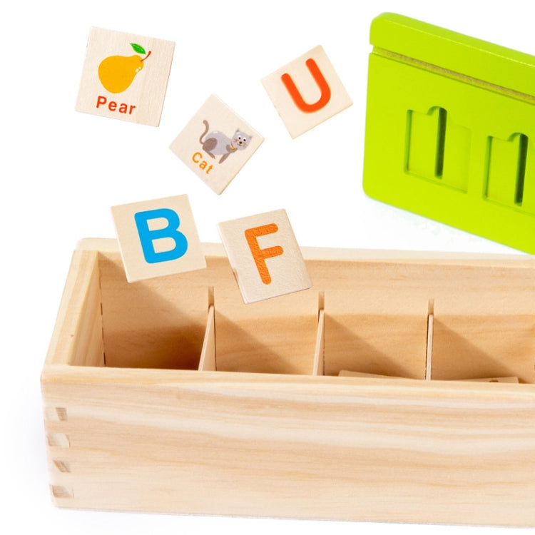 English Words Numbers Fruit Cognition Enlightenment Puzzle Wooden Toys Early Learning Matching Box, English Words Numbers Fruit