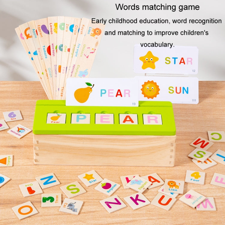 English Words Numbers Fruit Cognition Enlightenment Puzzle Wooden Toys Early Learning Matching Box, English Words Numbers Fruit