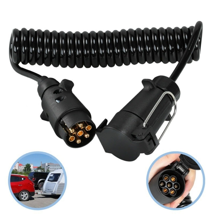 7 Core To 7 Pin Car Trailer Connector With 2m PU Spring Wire, 1122