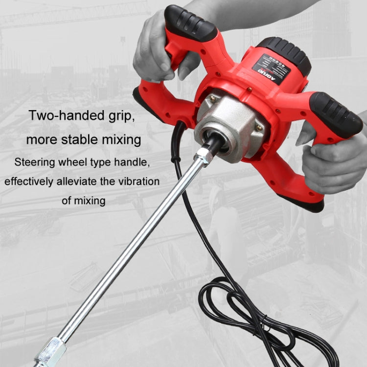 AOTUO 220V High Power Industrial Grade Electrical Mixer Handheld Concrete Paint Mixer, EU Plug Red, EU Plug Blue