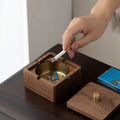 Walnut Ashtray Solid Wood With Lid Ashes Holder for Smokers, Walnut Ashtray