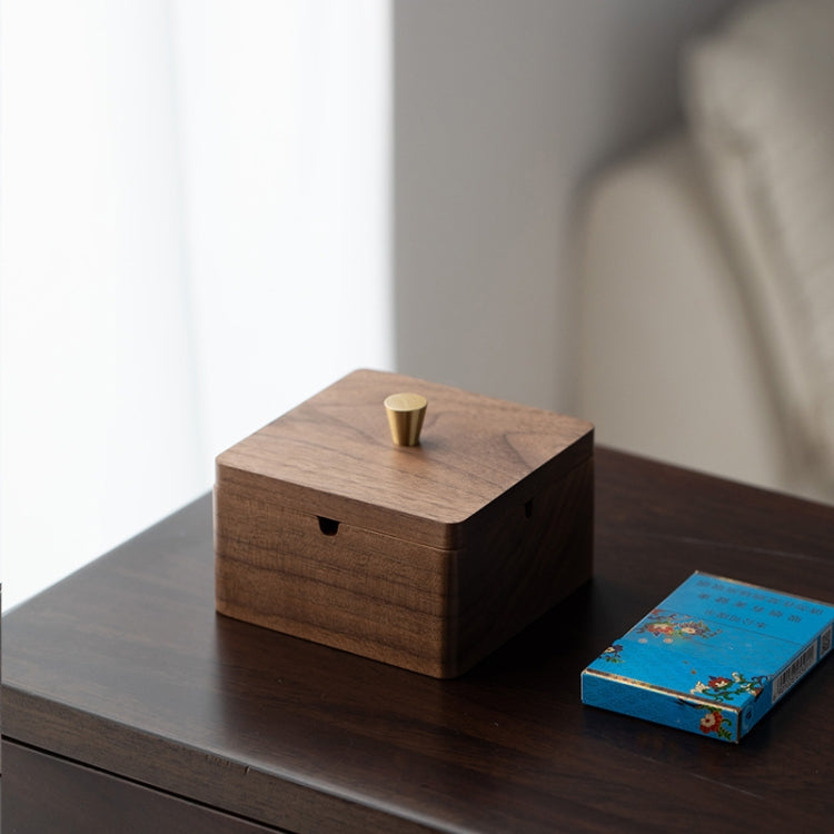 Walnut Ashtray Solid Wood With Lid Ashes Holder for Smokers, Walnut Ashtray