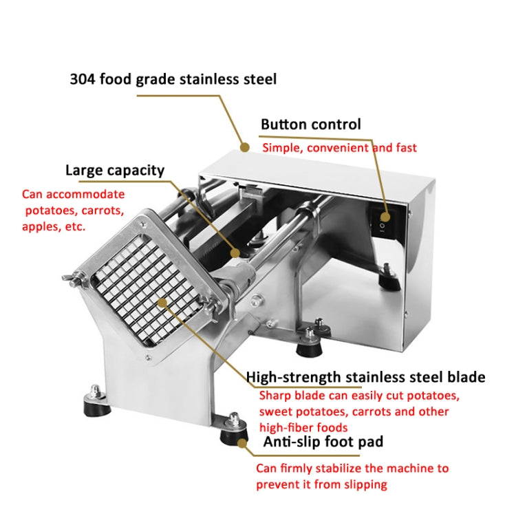 60W Commercial French Fry Cutter Electric Potato Cutter Machine With 3 Blade, US Plug, EU Plug, UK Plug, AU Plug