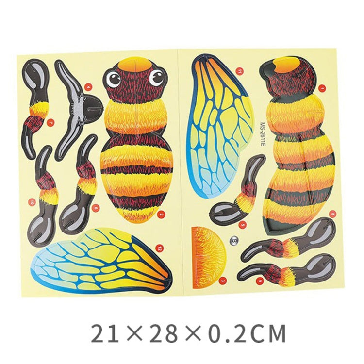 Children Insects Cognition DIY 3D Puzzle KT Board Handmade Simulation Animal Model Toys, Bee, Locust, Ladybug, Butterfly