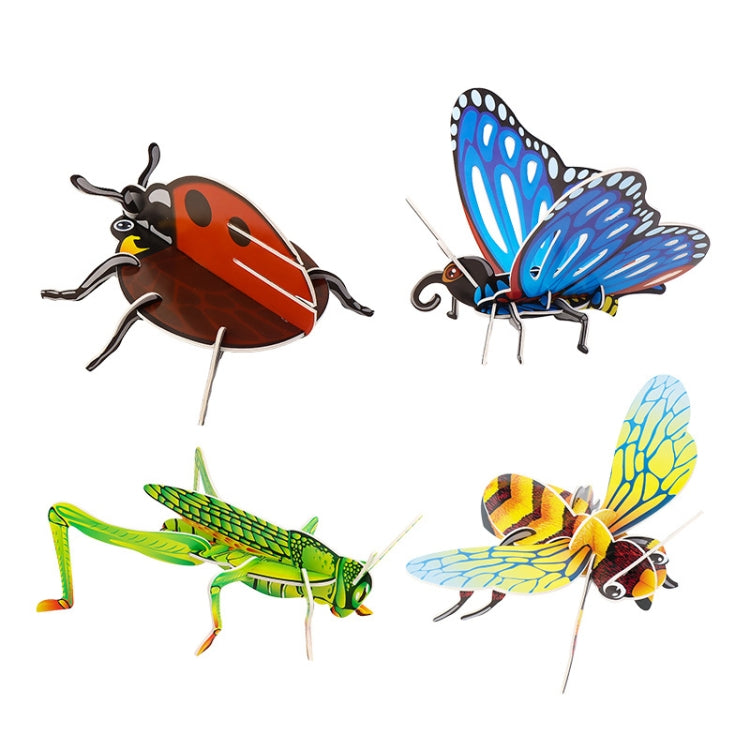 Children Insects Cognition DIY 3D Puzzle KT Board Handmade Simulation Animal Model Toys, Bee, Locust, Ladybug, Butterfly