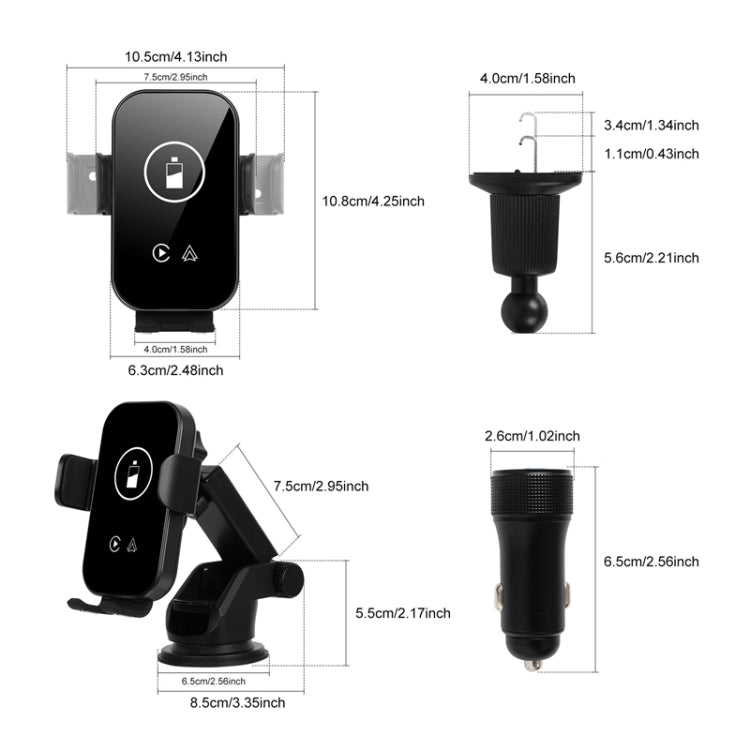 Fast Charging Retractable Recharging Cell Phone Holder With Wireless CarPlay Android Auto Function