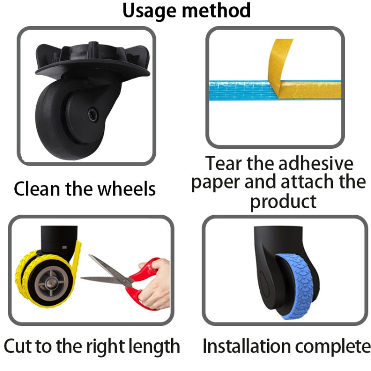 4pcs/ Set Cuttable Trolley Caster Cases Universal Wheel Silent Noise Reducing Silicone Protective Covers
