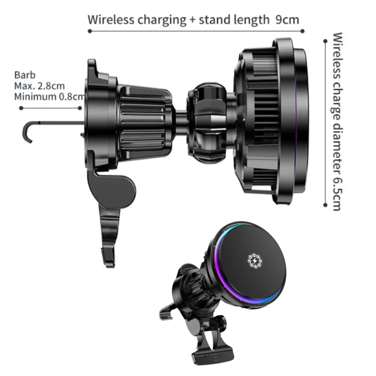 15W Car Wireless Charger Semiconductor Heat Dissipation Mobile Phone Holder RGB Light, X82