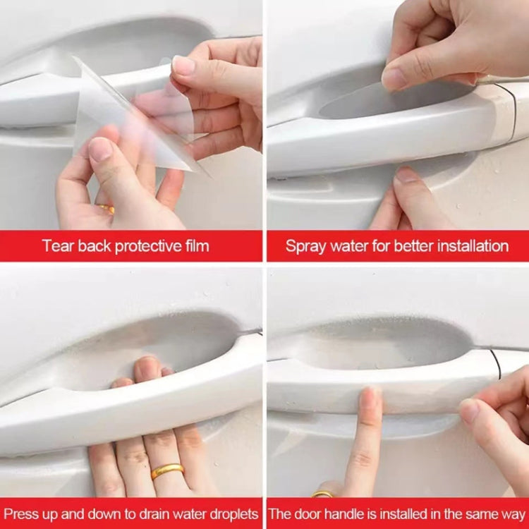 Car Door Handle Anti-scratch Protection Transparent Stickers Anti-collision Strips, 4pcs Handle Bowl, 4pcs Handle, 8pcs /Set