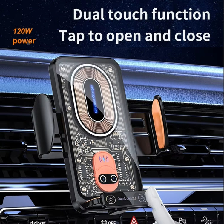 120W Transparent Car Wireless Charger Cell Phone Holder Magnetic Fast Charger