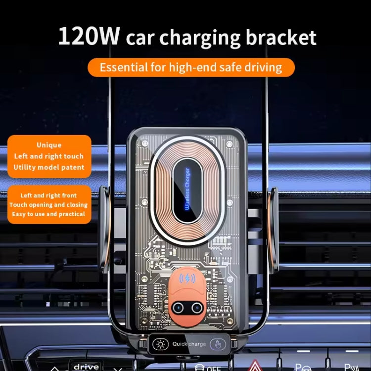 120W Transparent Car Wireless Charger Cell Phone Holder Magnetic Fast Charger