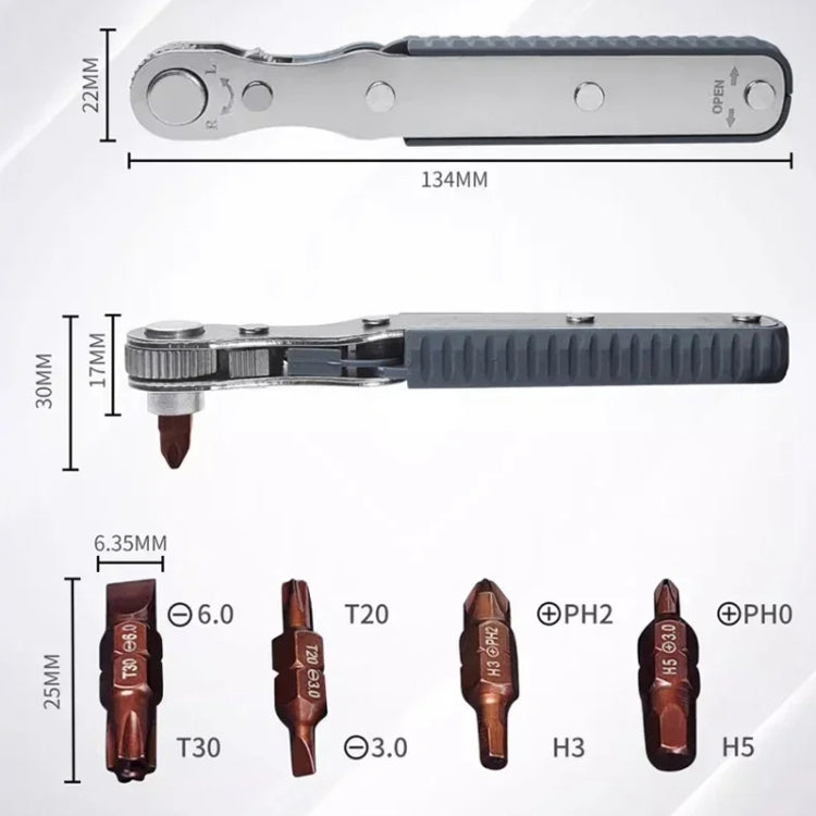 36-Tooth Bi-Directional Ratcheting Screwdriver Set With 4 Double-Ended Bits