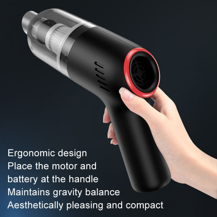 Wireless Charging Car Vacuum Cleaner Mini Handheld High Power Wet and Dry Vacuum Cleaner, Black, Blue, Black+2 Filters, Blue+2 Filters
