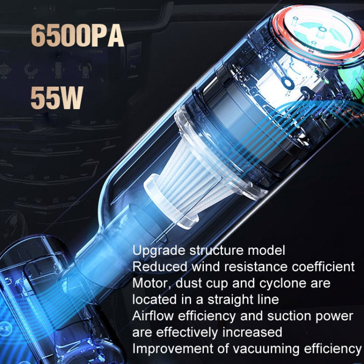 Wireless Charging Car Vacuum Cleaner Mini Handheld High Power Wet and Dry Vacuum Cleaner, Black, Blue, Black+2 Filters, Blue+2 Filters
