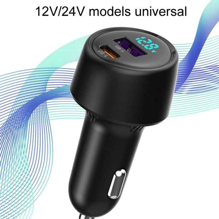 65W Dual Port A+C High Power Car Fast Charger Auto Cigarette Lighter, S-31