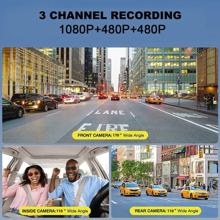 3 Lens HD 1080P Infrared Night Vision WIFI Mobile Phone Playback Driving Recorder